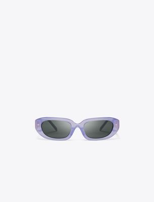 Tory Burch T Monogram Rectangle Sunglasses In Purple