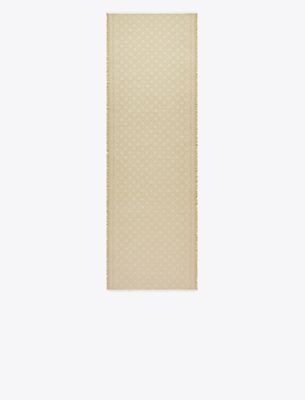 Tory Burch T Monogram Jacquard Oblong Scarf In Neutral