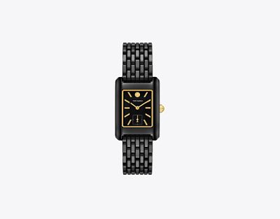 Tory Burch Eleanor Ceramic Watch In Black