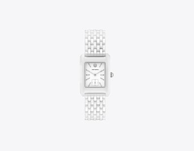Tory Burch Eleanor Ceramic Watch In Metallic