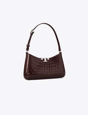Tory Burch Eleanor Croc-embossed Slim Shoulder Bag In Brown