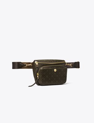 Tory Burch T Monogram Coated Canvas Mini Belt Bag In Brown