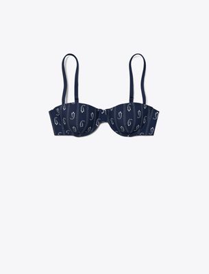 Tory Burch Balconette Bikini Top In Blue