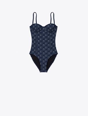 Tory Burch Balconette Swimsuit In Blue