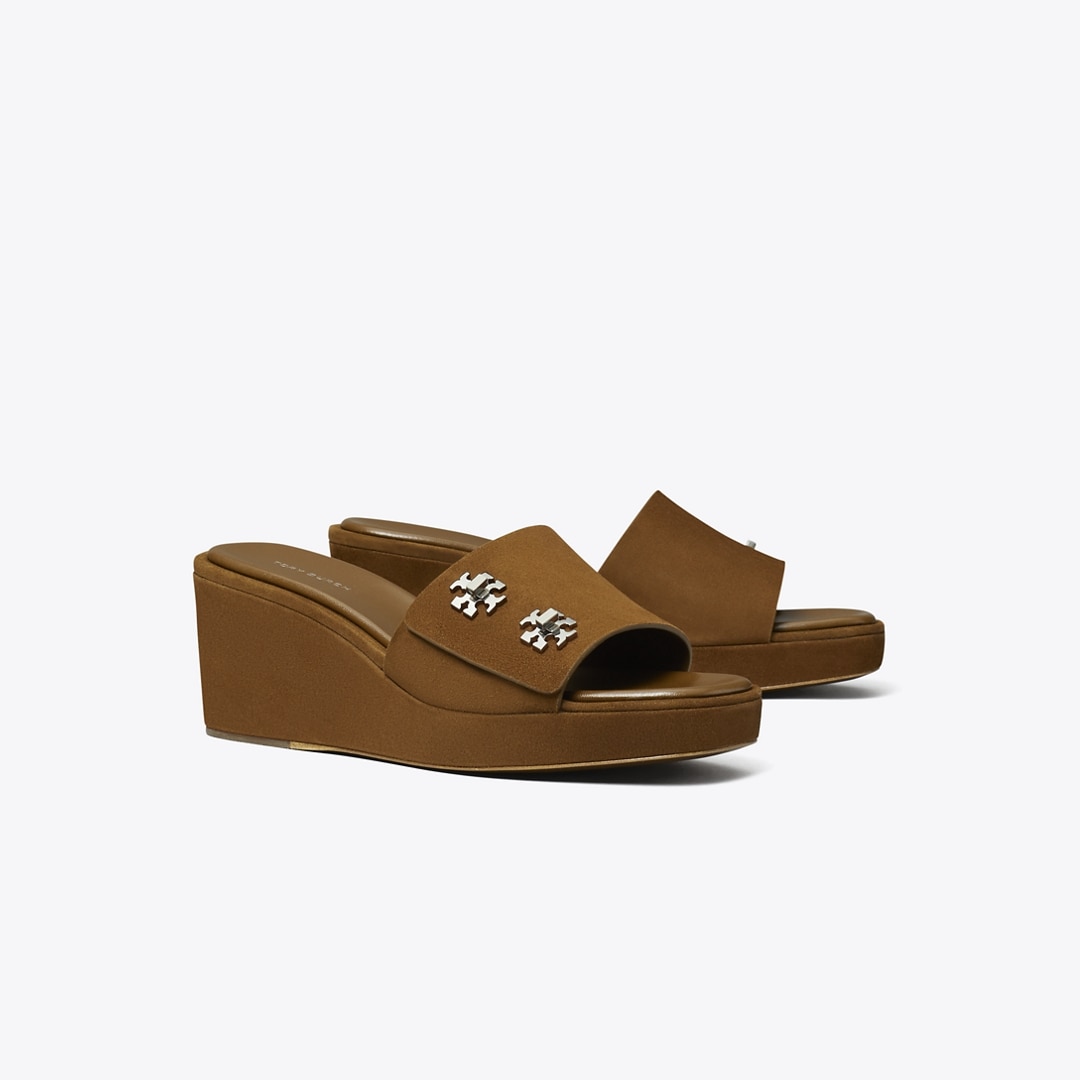 Tory Burch Turnlock Wedge Sandal In Brown