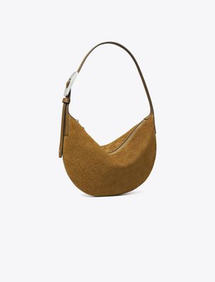 Tory Burch T Monogram Suede Small Balloon Bag In Brown