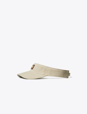 Tory Burch Canvas Logo Visor In Brown