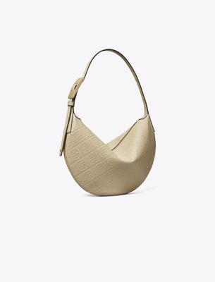Tory Burch T Monogram Pebble Small Balloon Bag In Brown