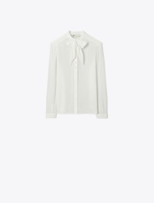 Tory Burch Georgette Bow-detail Shirt In White