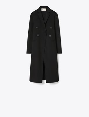 Tory Burch Asymmetric Wool-blend Coat In Black