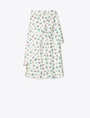 Tory Burch Satin Wrap Skirt In Multi