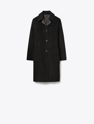 Tory Burch T Monogram Jacquard Wool Coat