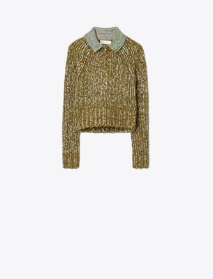 Tory Burch Contrasting-collar Sweater In Multi
