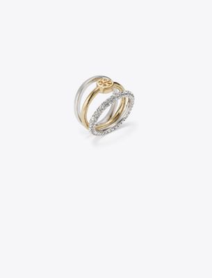 Tory Burch Miller Pavé Stacking Ring In Gold