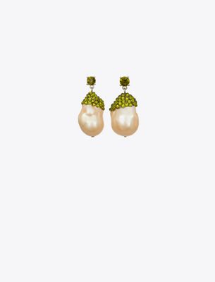 Tory Burch Moondance Crystal And Pearl Drop Earrings In Multi