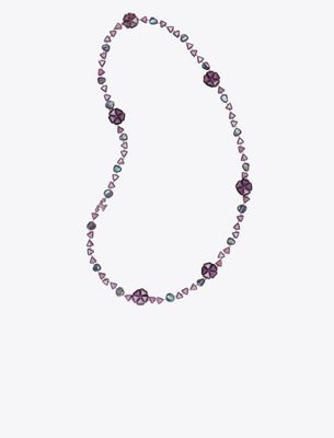 Tory Burch Curiosity Resin Long Necklace In Gray