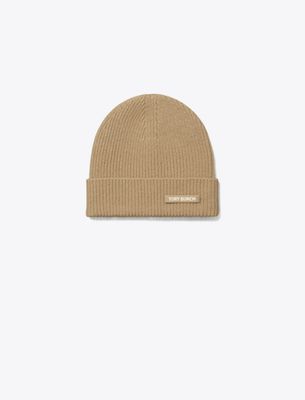 Tory Burch Ribbed Knit Beanie In Brown