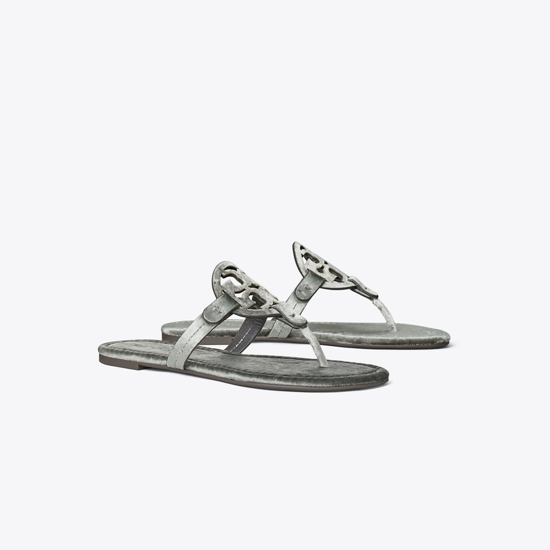 Tory Burch Miller Velvet Sandal In Gray