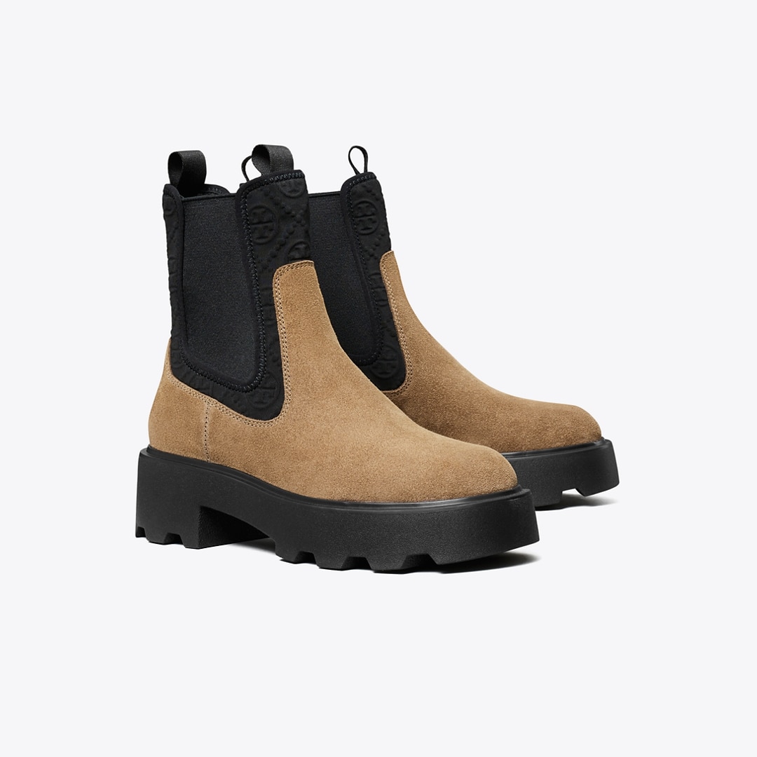Tory Burch T Monogram Chelsea Lug Boot In Brown