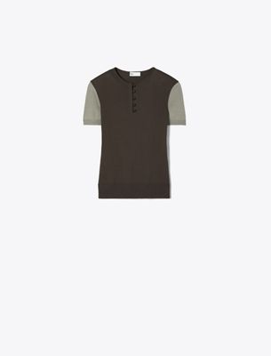 Tory Burch Wool Henley In Black