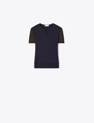 Tory Burch Wool Henley In Black