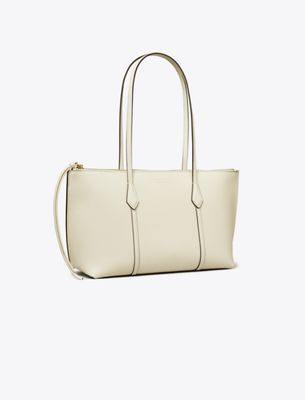 Tory Burch Small Perry Zip Tote In White