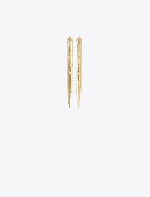 Tory Burch Front-back Chain Earrings In Brown