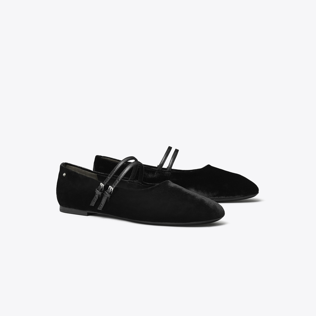 Tory Burch Mary Jane Two-band Ballet In Black