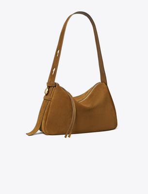 Tory Burch Romy Suede Shoulder Bag In Brown