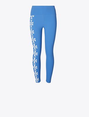 Tory Burch Compression Logo 7/8 Legging In Blue