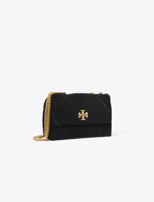 Kleine Kira Schultertasche aus Samt mit Rautensteppung und Pavé