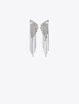 Tory Burch Crystal Logo Earrings In Brown