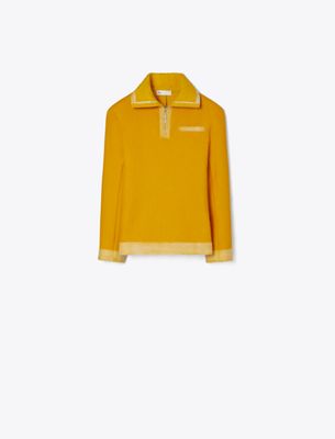 Tory Burch Half-zip Wool Sweatshirt In Orange