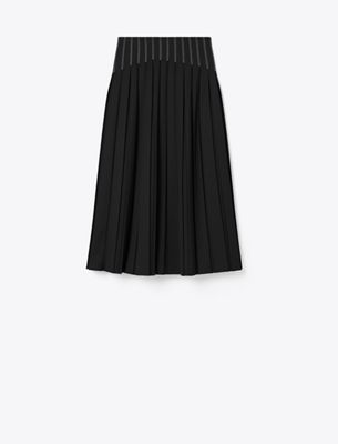 Tory Burch Wool Twill Pleated Skirt