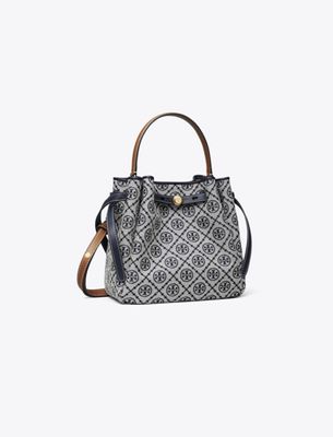 Tory Burch T Monogram Romy Bucket Bag In Blue