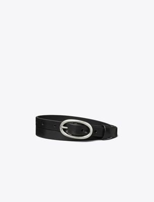 Tory Burch 1" Medium Pierced Buckle Belt In Black