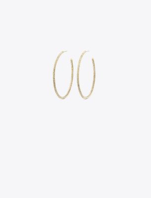 Tory Burch Icon Pavé Hoop Earrings In Gold