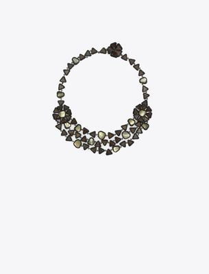 Tory Burch Curiosity Resin Triple Strand Necklace In Black