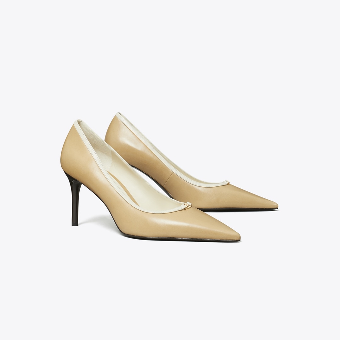 Tory Burch Double T Buckle Pump In Neutral