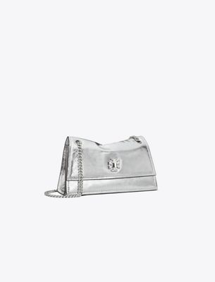 Tory Burch Mini Kira Turnlock Convertible Crossbody Bag In Silver