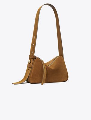 Tory Burch Small Romy Suede Shoulder Bag In Brown