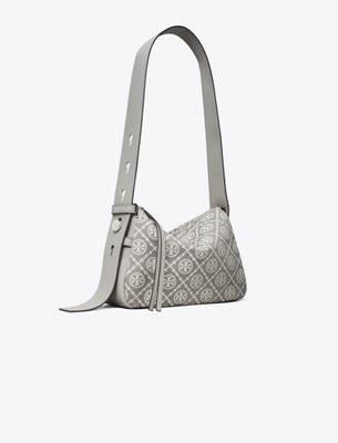 Tory Burch Small Romy T Monogram Shoulder Bag In Gray