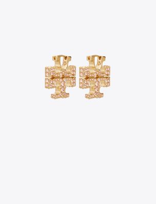Tory Burch Icon Pavé Hoop Earrings