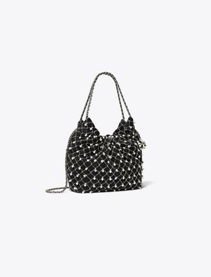 Tory Burch Mini Fleming Bell Hobo Bag In Black