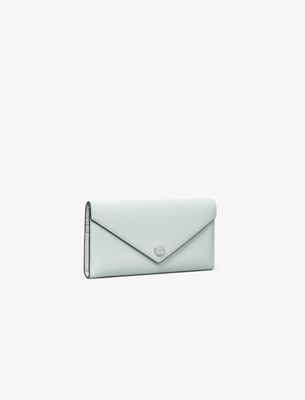 Tory Burch Pebbled Envelope Wallet In Blue