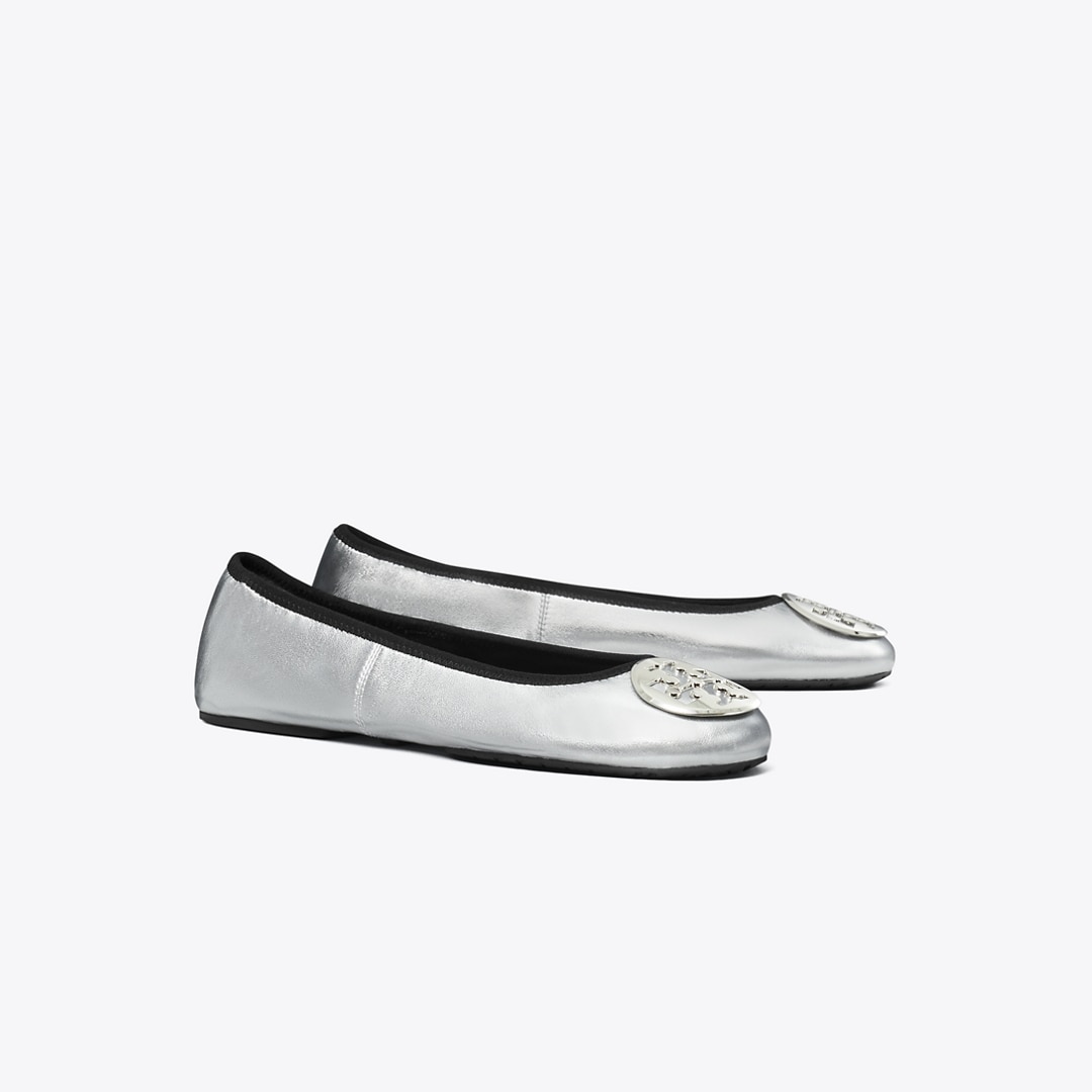 Tory Burch Minnie Travel Leather Ballet Flats In Animal Print