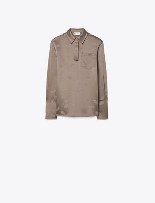 Tory Burch Jacquard Cuffed Shirt In Animal Print