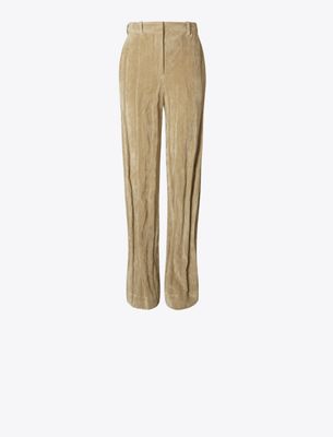 Tory Burch Cotton Velvet Pant In Brown