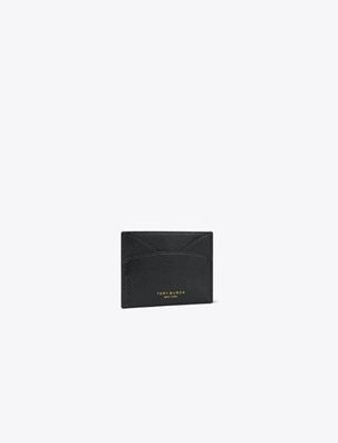 Tory Burch Romy Flat Card Case In Black
