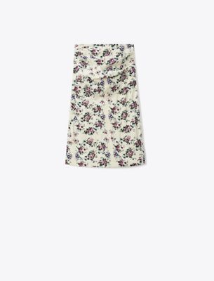 Tory Burch Printed Cotton Velvet Skirt In Multi